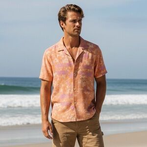 Zara Creamsicle Button Down Short Sleeve Shirt